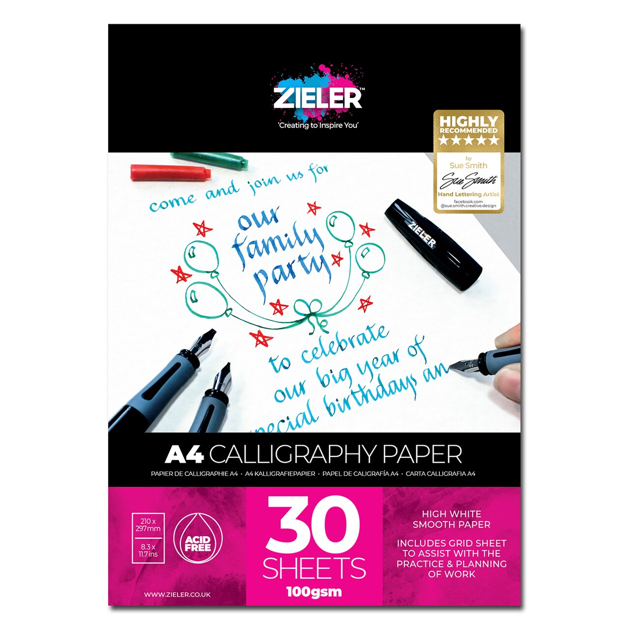 Zieler® A4 Calligraphy Pad, 100gsm, 30 Sheets (5.5 in x 8.2 in)